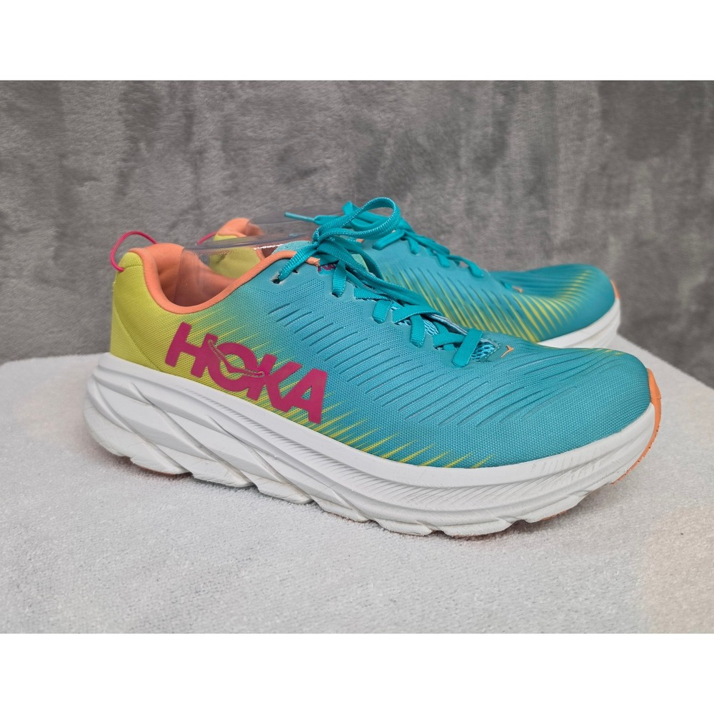 Hoka One One Rincon 3 Wide Mens 9.5 2E Running Shoes Blue Yellow 1121370 CEPR